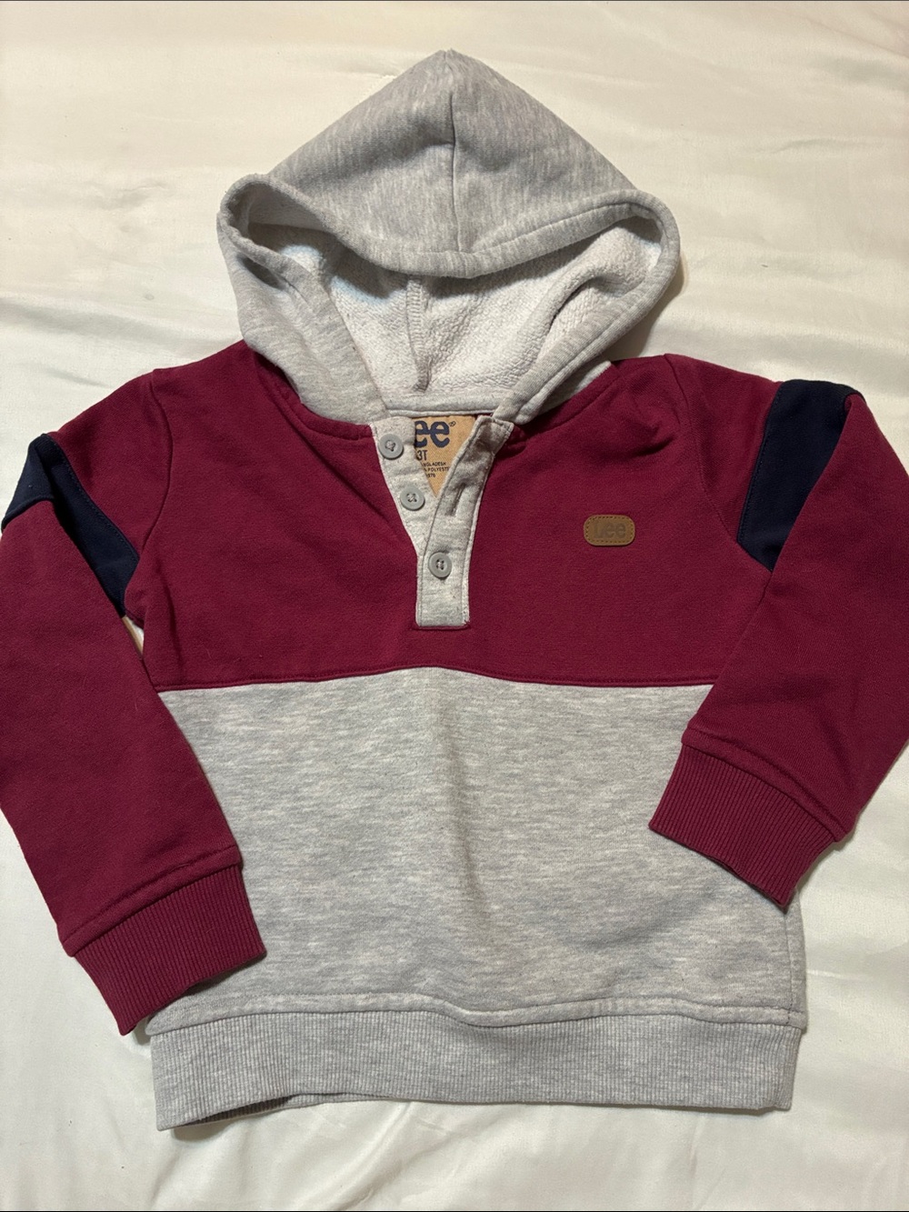 Lee Maroon, Heather Gray & Navy Hooded Colorblock Pullover